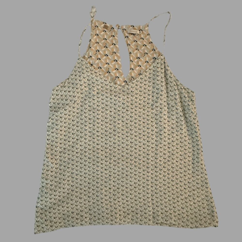 Maria Filò Brazilian Boho Tank Top Geometric Lemon Print Tie Strap Size L